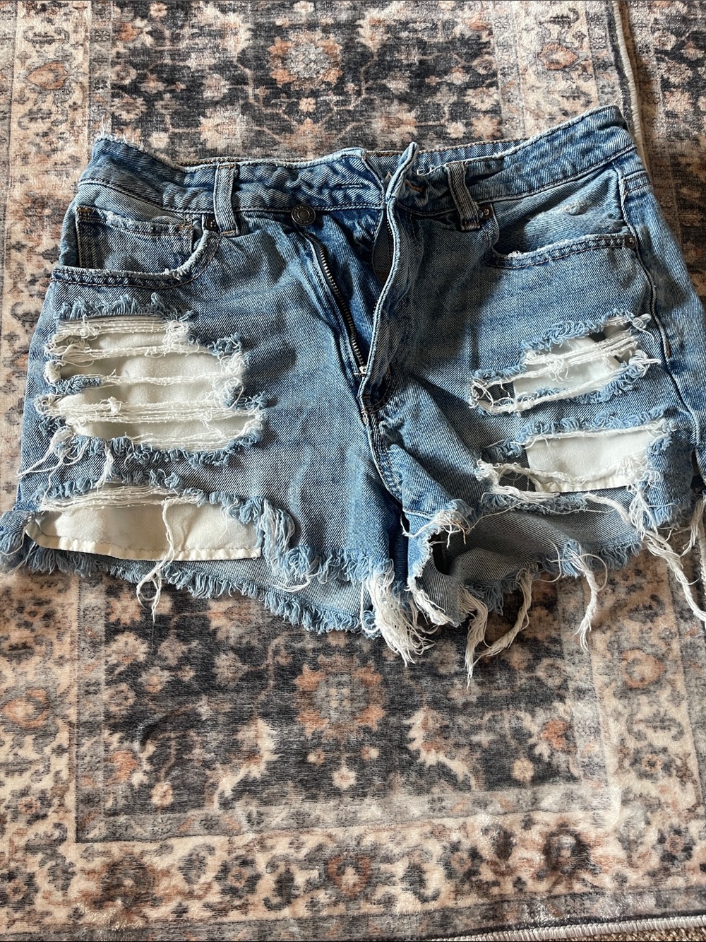 American Eagle Outfitters Distressed Light Blue Denim Cutoff Shorts